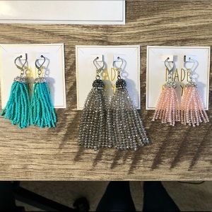 Beaded Tassel Earrings: 3 Colors Available